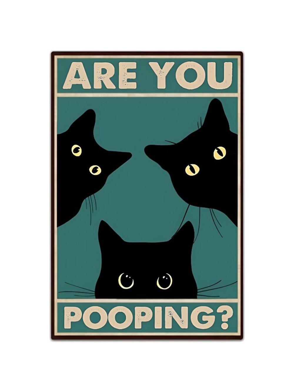 Funny Black Cat Wall Art - "Are You Pooping?" Vintage Bathroom Decor Poster